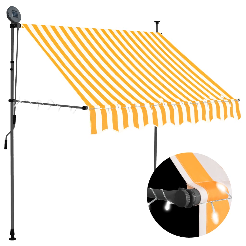 vidaXL Manual Retractable Awning with LED 59.1" White and Orange