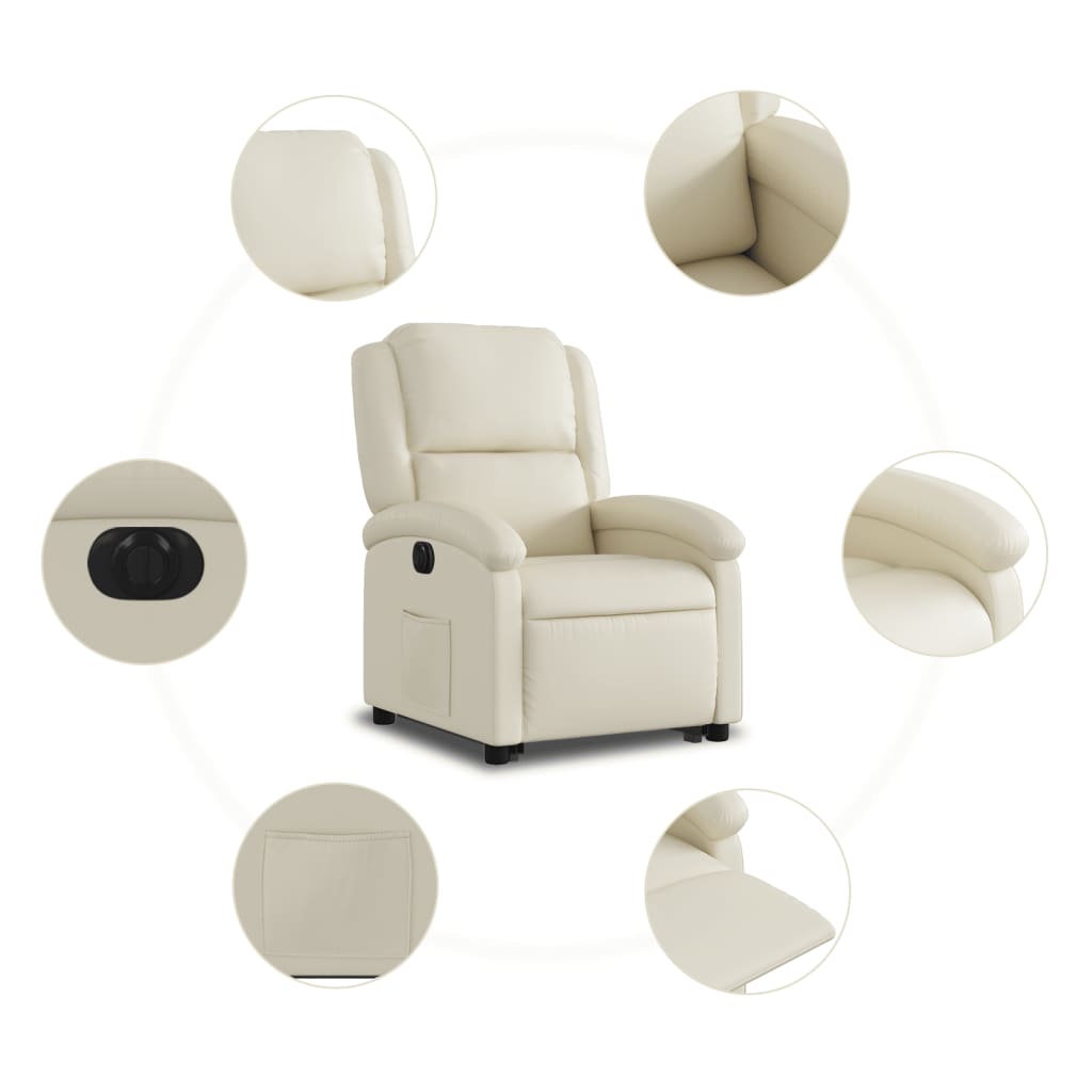 vidaXL Electric Stand up Recliner Chair Cream Faux Leather