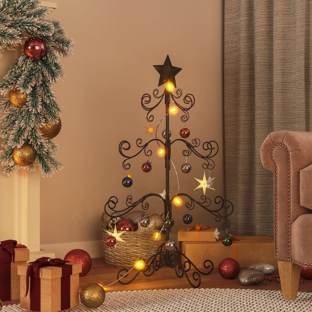 vidaXL Metal Christmas Tree for Decoration Black 35.4"