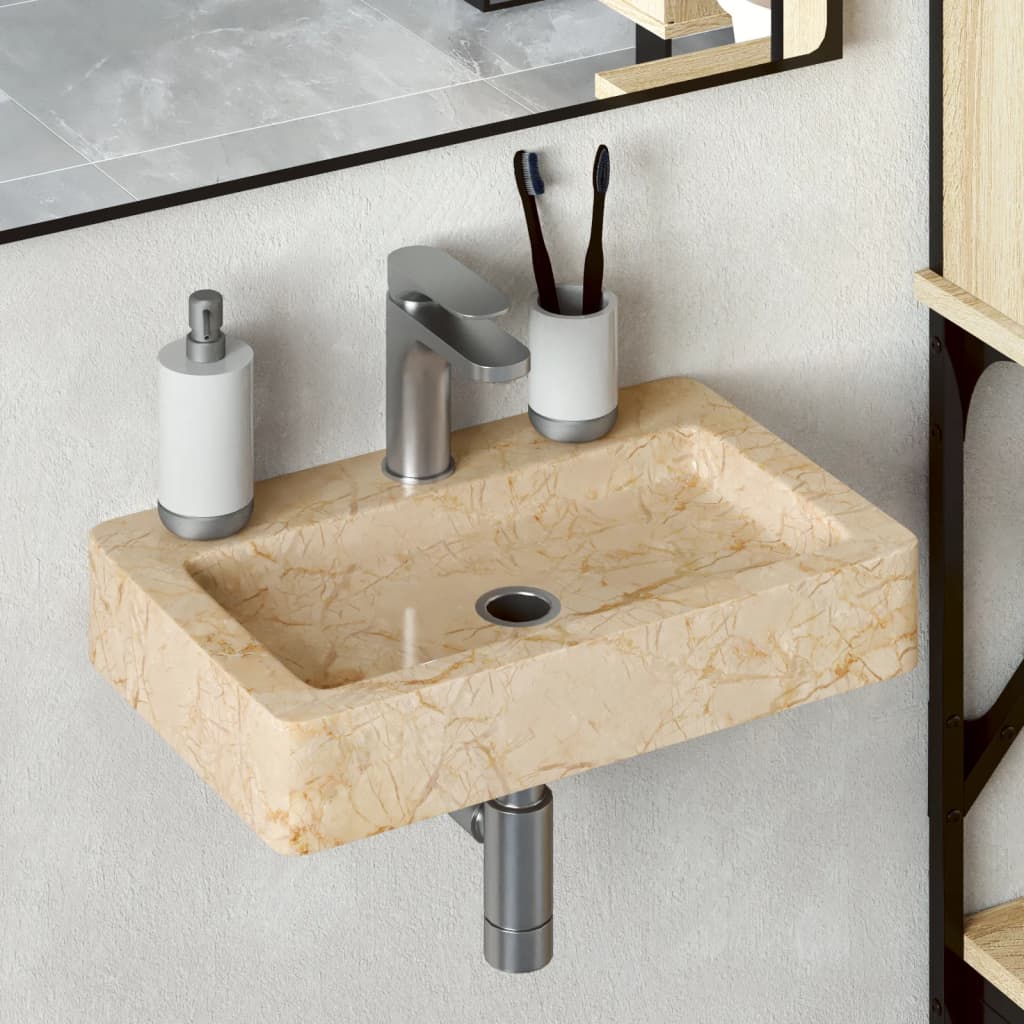 vidaXL Sink Cream 15"x9.4"x2.6" Marble