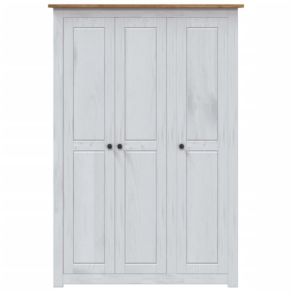 vidaXL 3-Door Wardrobe White 46.5"x19.7"x67.5" Pine Panama Range