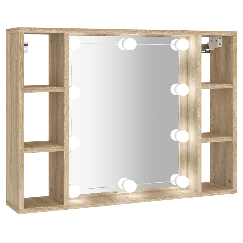 vidaXL Mirror Cabinet with LED Sonoma Oak 29.9"x5.9"x21.7"