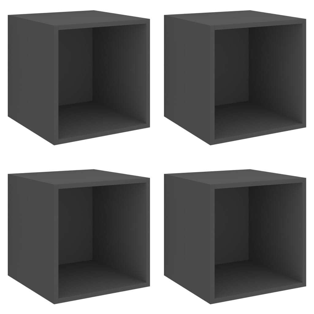 vidaXL Wall Cabinets 4 pcs Gray 14.6"x14.6"x14.6" Engineered Wood
