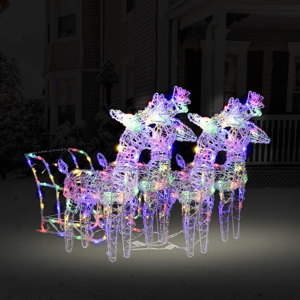 vidaXL Reindeers & Sleigh Christmas Decoration 240 LEDs Acrylic