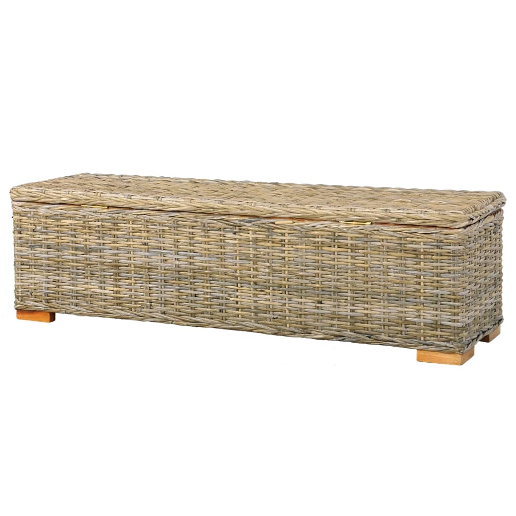 vidaXL Storage Box 47.2" Kubu Rattan and Solid Mango Wood