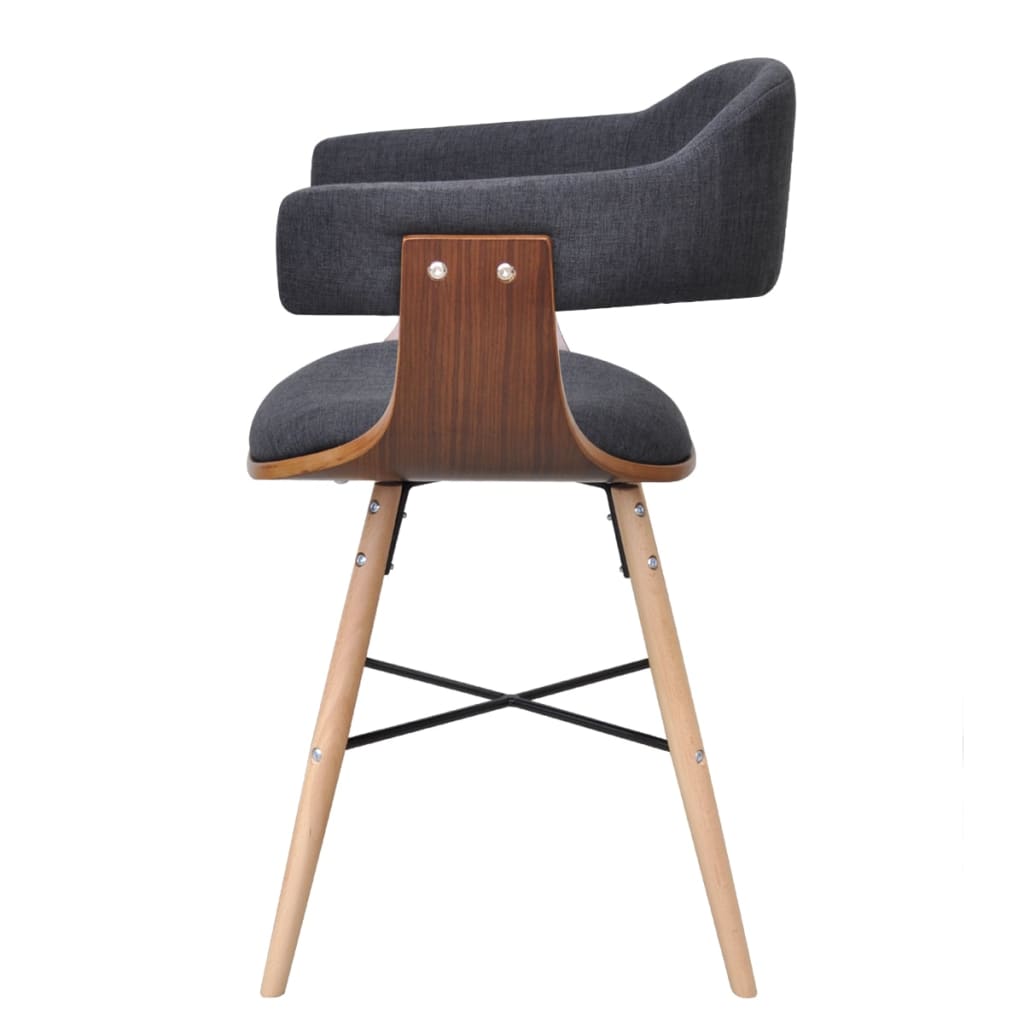 vidaXL Dining Chairs 6 pcs Dark Gray Bent Wood and Fabric