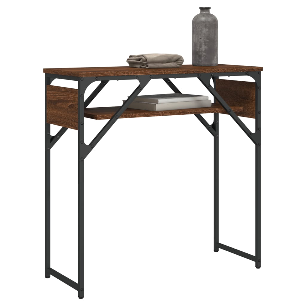 vidaXL Console Table with Shelf Brown Oak 29.5"x11.8"x29.5" Engineered Wood