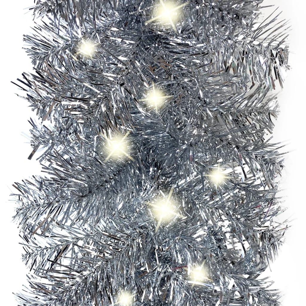 vidaXL Christmas Garland with LED Lights 66 ft Silver