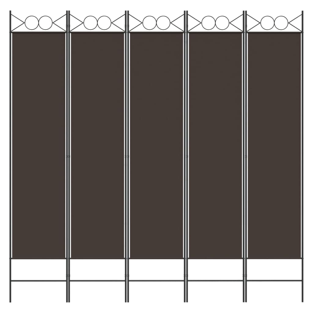 vidaXL 5-Panel Room Divider Brown 78.7"x78.7" Fabric