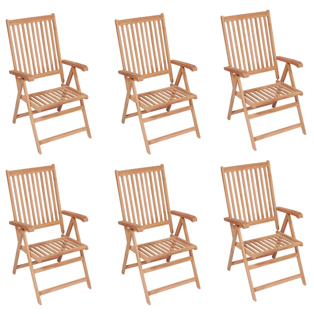 vidaXL Reclining Patio Chairs 6 pcs Solid Teak Wood