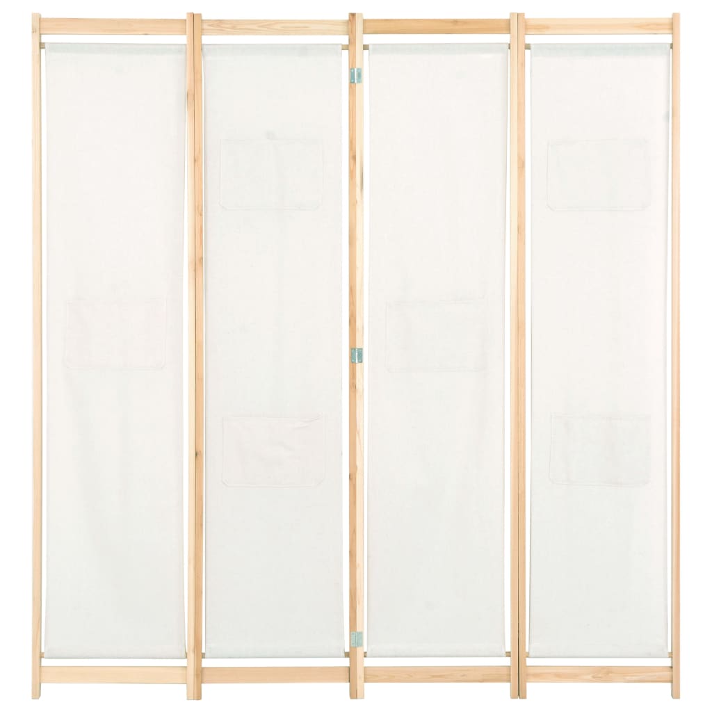 vidaXL 4-Panel Room Divider Cream 62.9"x66.9"x1.6" Fabric