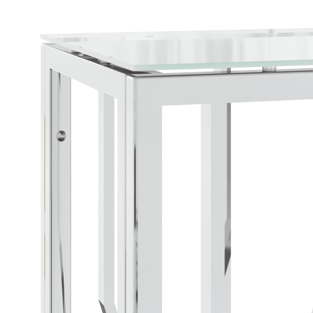 vidaXL Console Table 27.6"x11.8"x27.6" Stainless Steel and Glass
