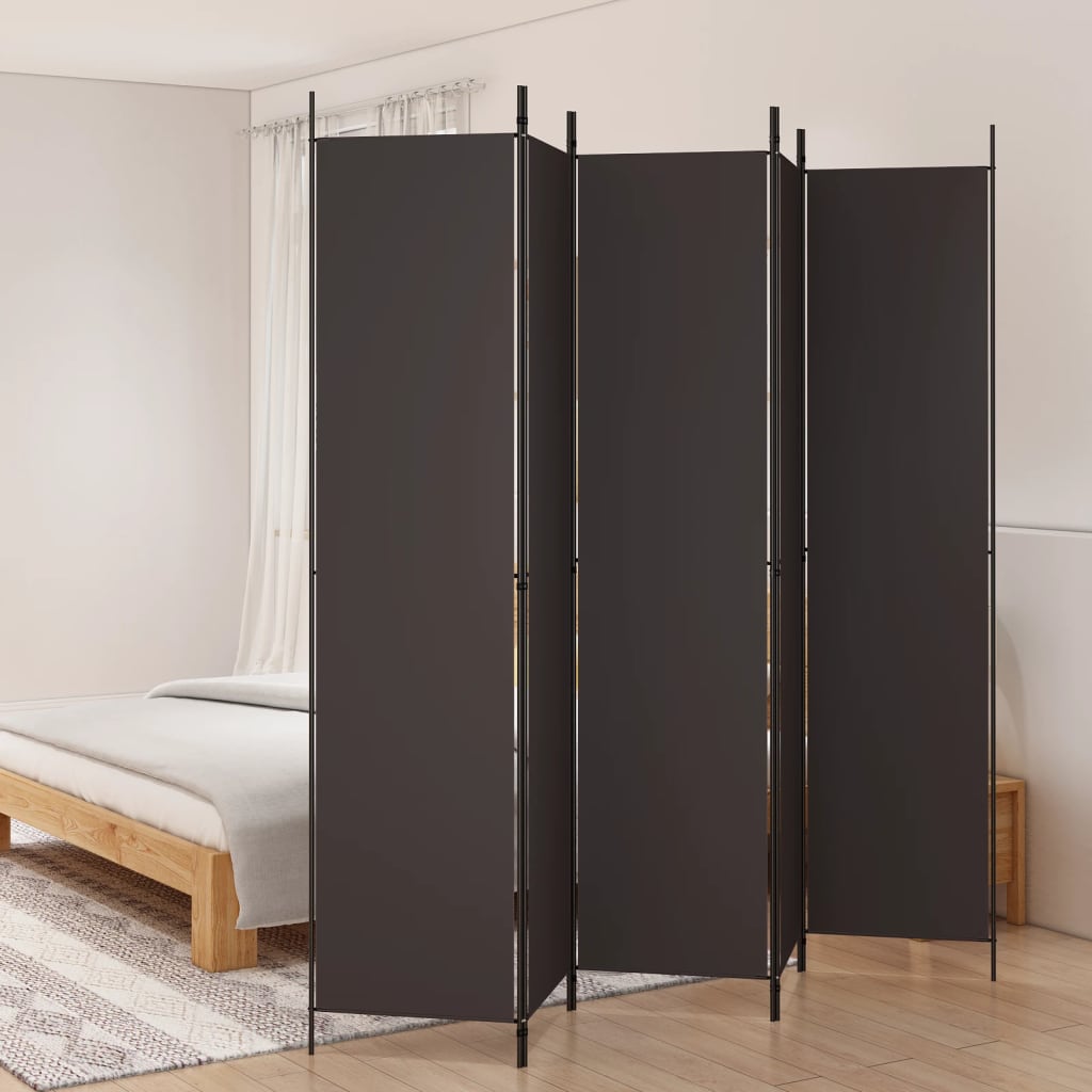 vidaXL 5-Panel Room Divider Brown 98.4"x86.6" Fabric