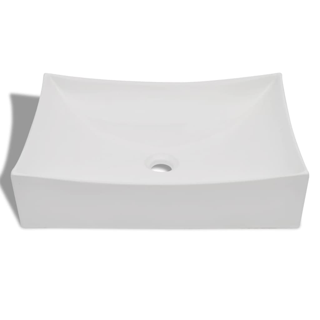 vidaXL Bathroom Basin with Faucet Hole Ceramic 25.8"x15.4" White