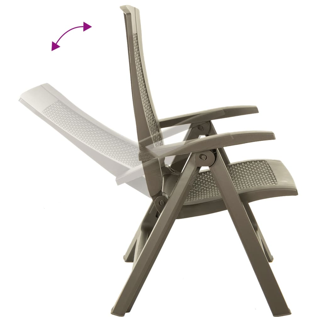 vidaXL Patio Reclining Chairs 2 pcs Plastic Mocca