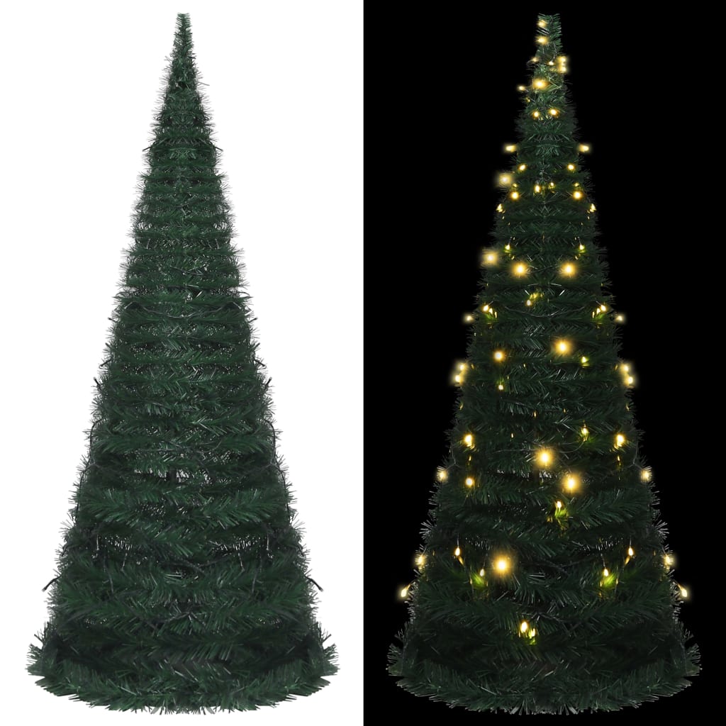 vidaXL Pop-up String Artificial Christmas Tree with LED Green 82.7"