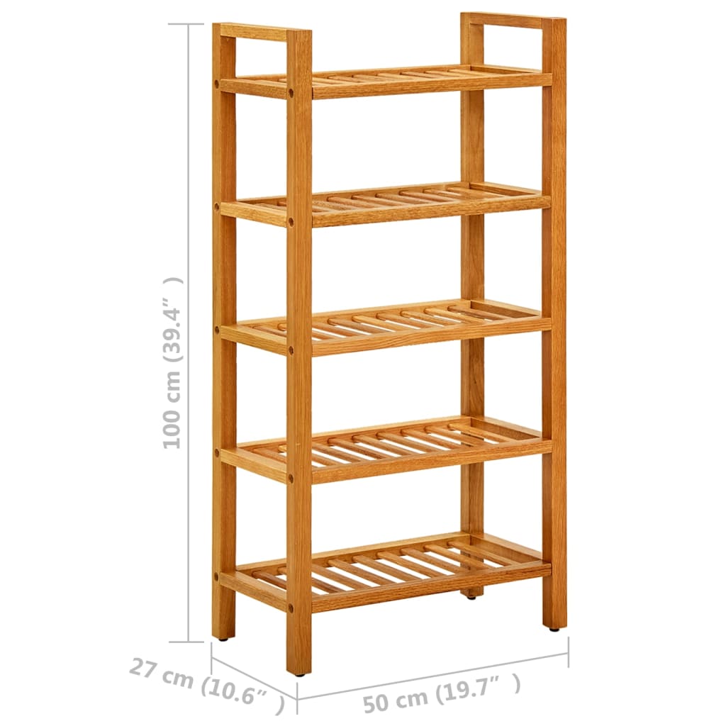 vidaXL Shoe Rack with 5 Shelves 19.6"x10.6"x39.3" Solid Oak Wood