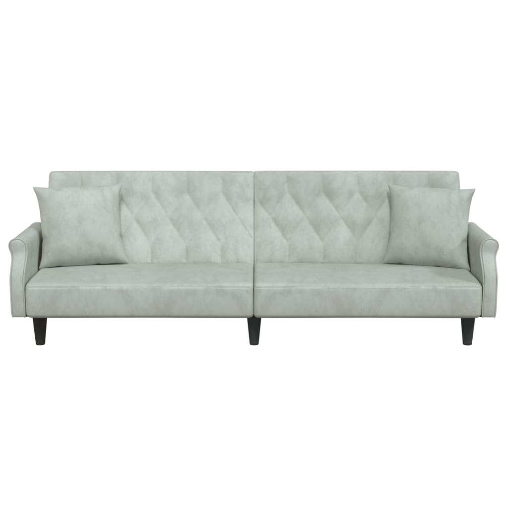 vidaXL Sofa Bed with Armrests Light Gray Velvet