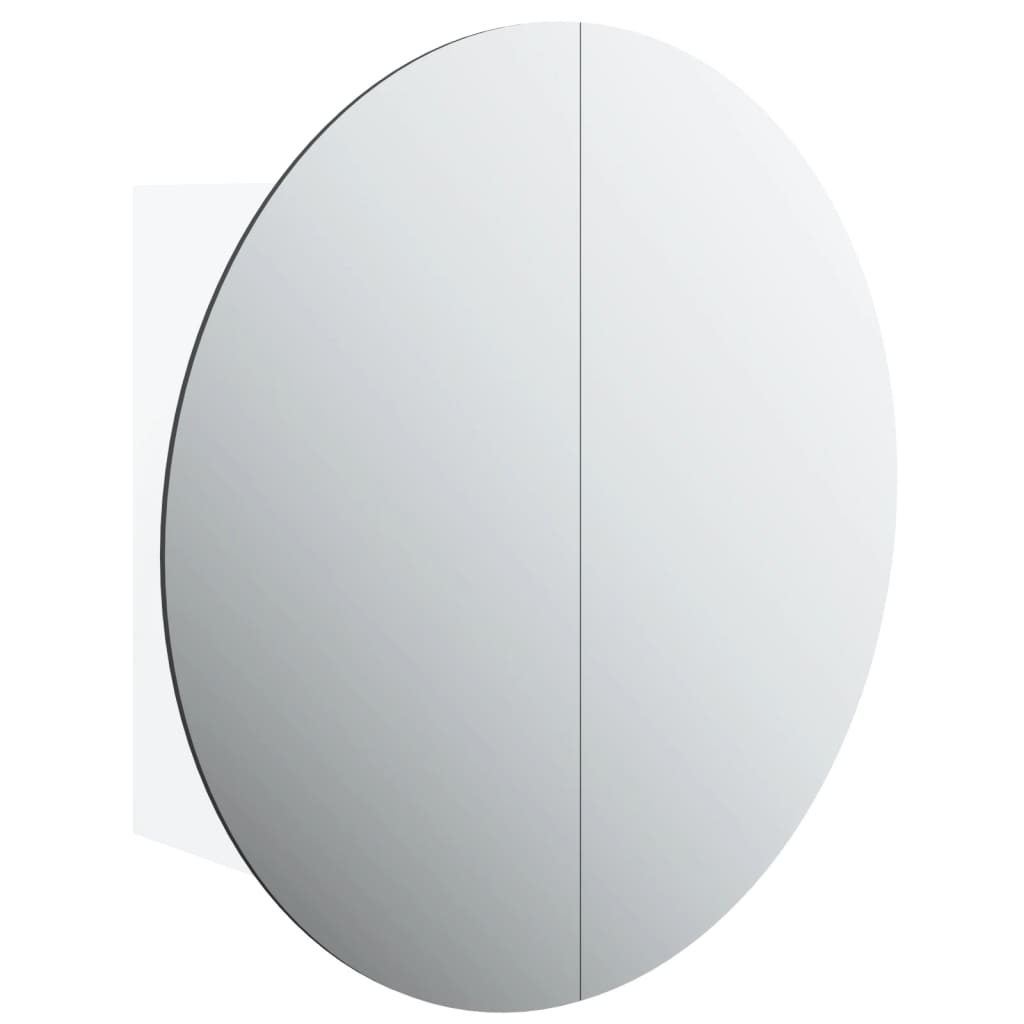 vidaXL Bathroom Cabinet with Round Mirror&LED White 18.5"x18.5"x6.9"