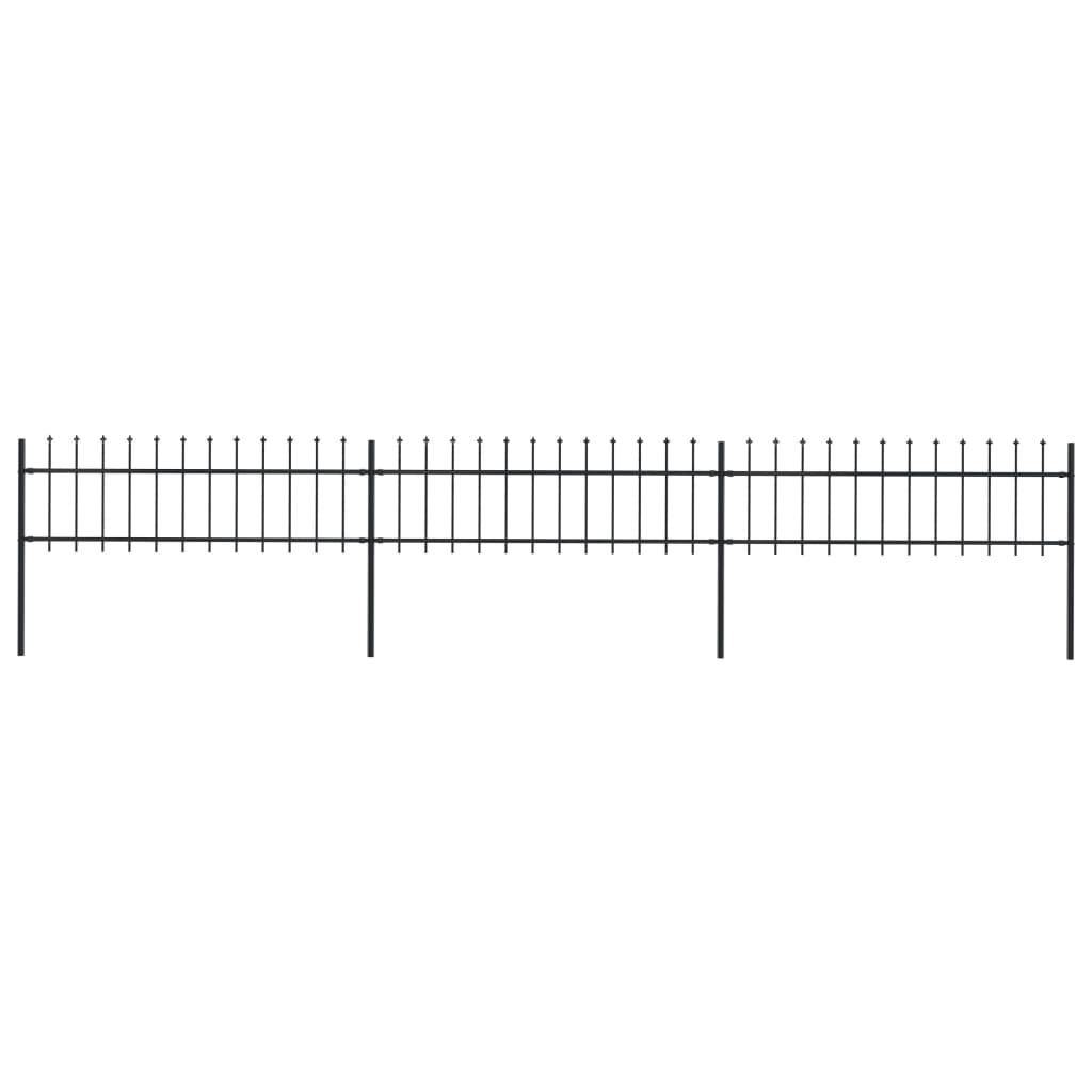 vidaXL Garden Fence with Spear Top Steel 200.8"x23.6" Black