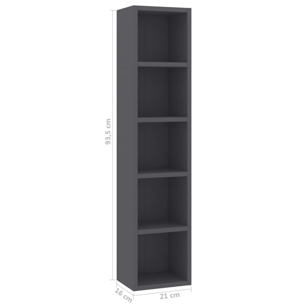 vidaXL CD Cabinet Gray 8.3"x6.3"x36.8" Engineered Wood