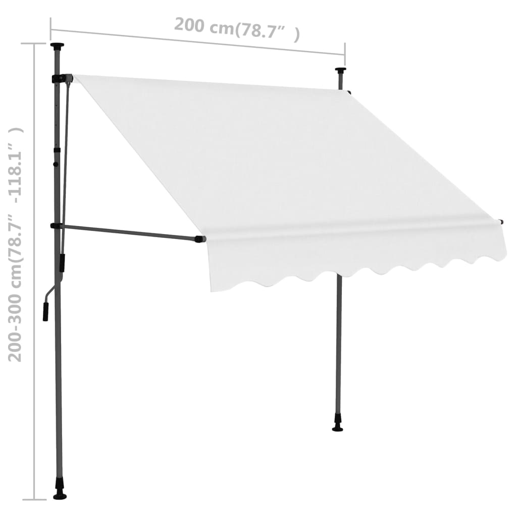 vidaXL Manual Retractable Awning with LED 78.7" Cream