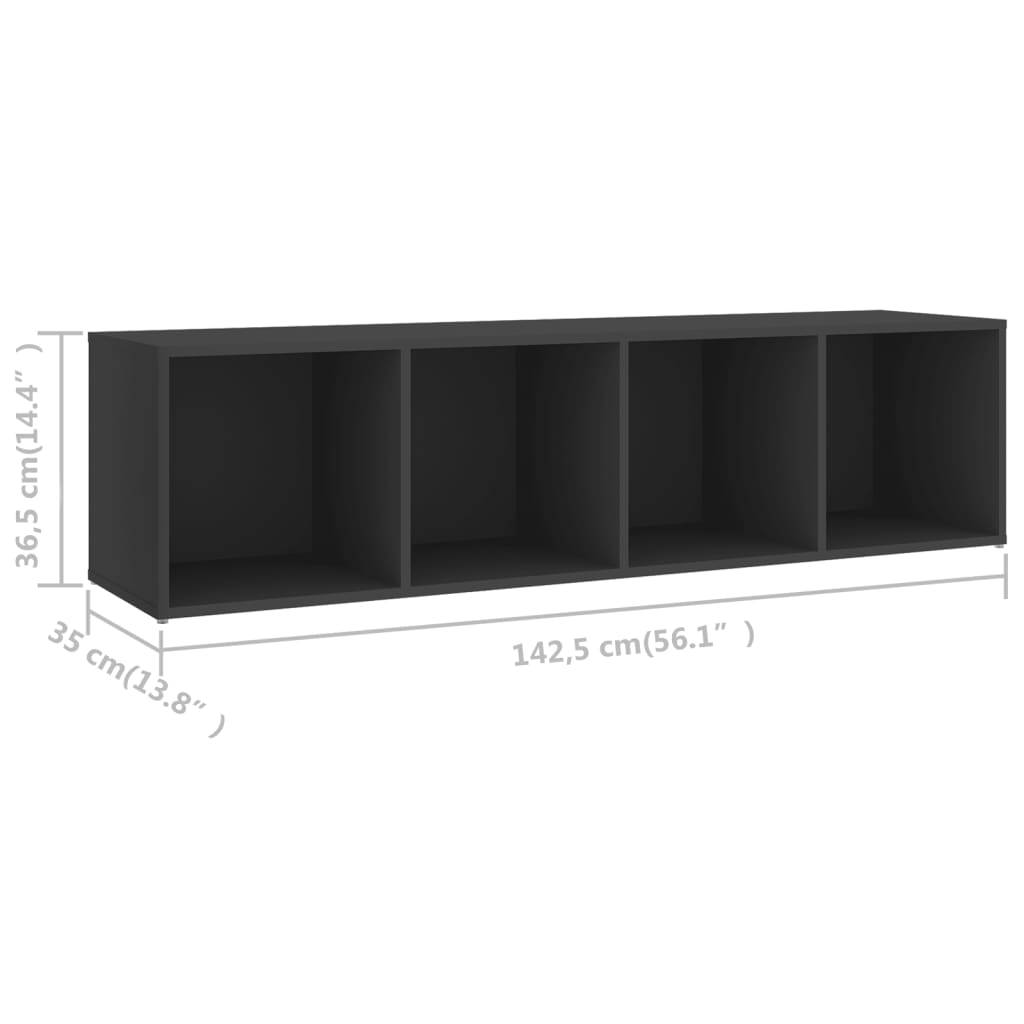 vidaXL TV Stands 2 pcs Gray 56.1"x13.8"x14.4" Engineered Wood