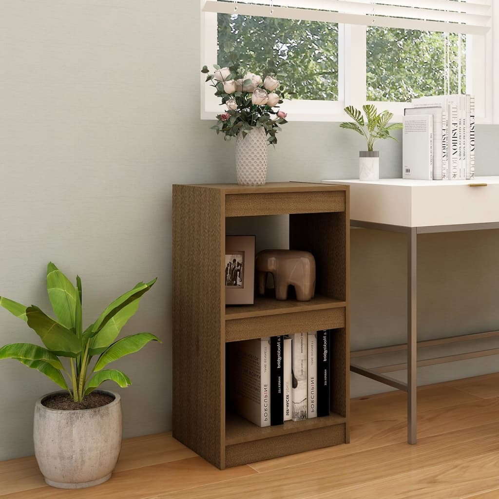 vidaXL Book Cabinet Honey Brown 15.7"x11.8"x28.1" Solid Wood Pine