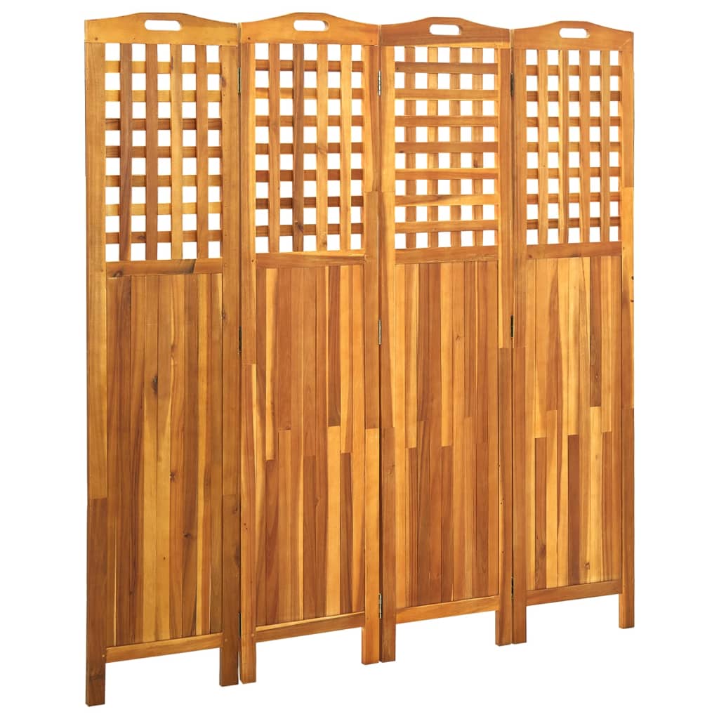 vidaXL 4-Panel Room Divider 63.4"x0.8"x66.9" Solid Acacia Wood