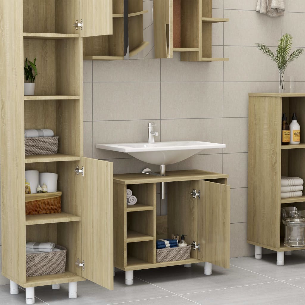 vidaXL Bathroom Cabinet Sonoma Oak 23.6"x12.6"x21.1" Chipboard