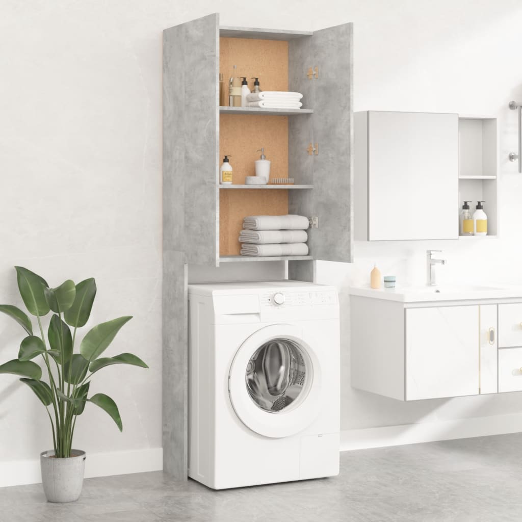 vidaXL Washing Machine Cabinet Concrete Gray 25.2"x10"x74.8"