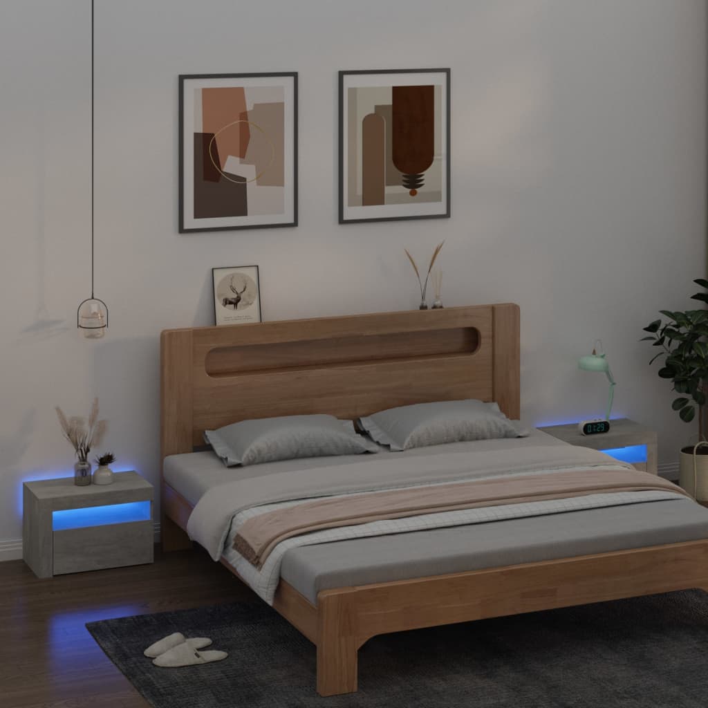 vidaXL Bedside Cabinets 2 pcs with LEDs Concrete Gray 23.6"x13.8"x15.7"