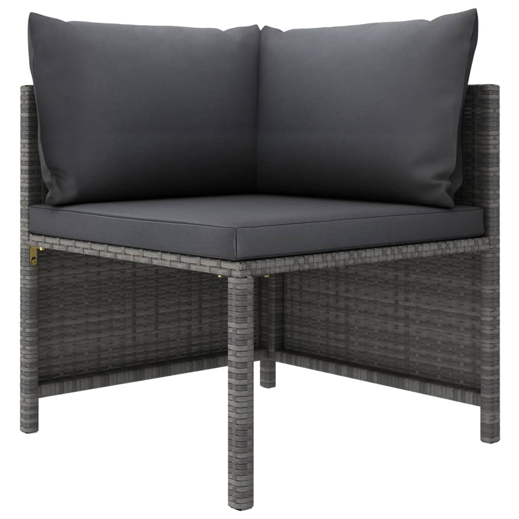vidaXL 5 Piece Patio Sofa Set with Cushions Gray Poly Rattan