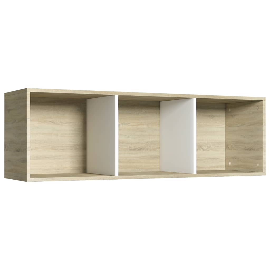 vidaXL Book Cabinet/TV Cabinet White and Sonoma Oak 14.2"x11.8"x44.9"