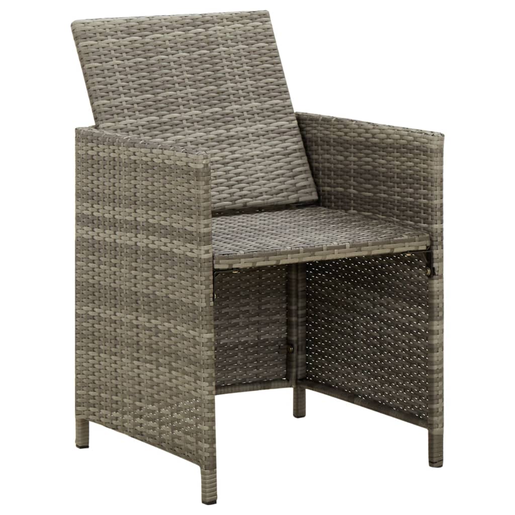 vidaXL Patio Chairs with Cushions 4 pcs Poly Rattan Gray