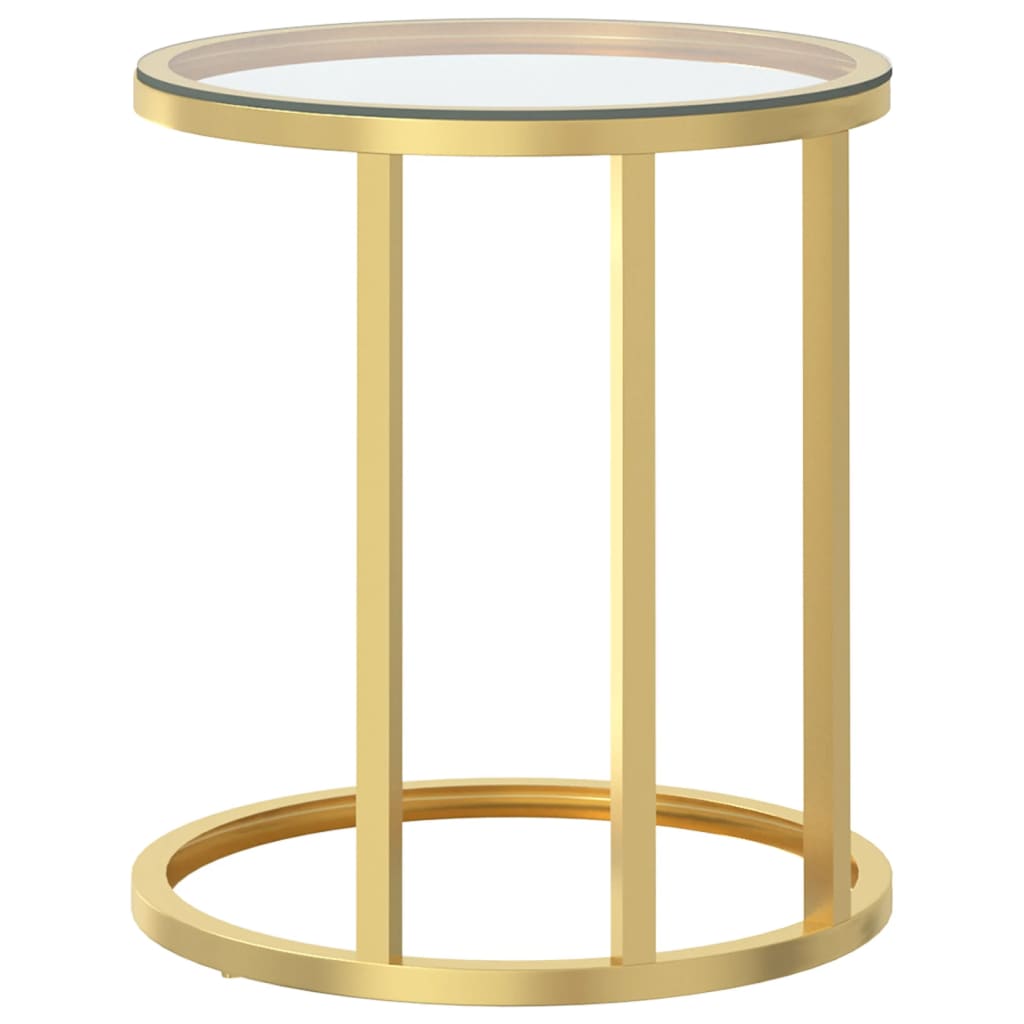 vidaXL Side Table Gold and Transparent 17.7" Tempered Glass