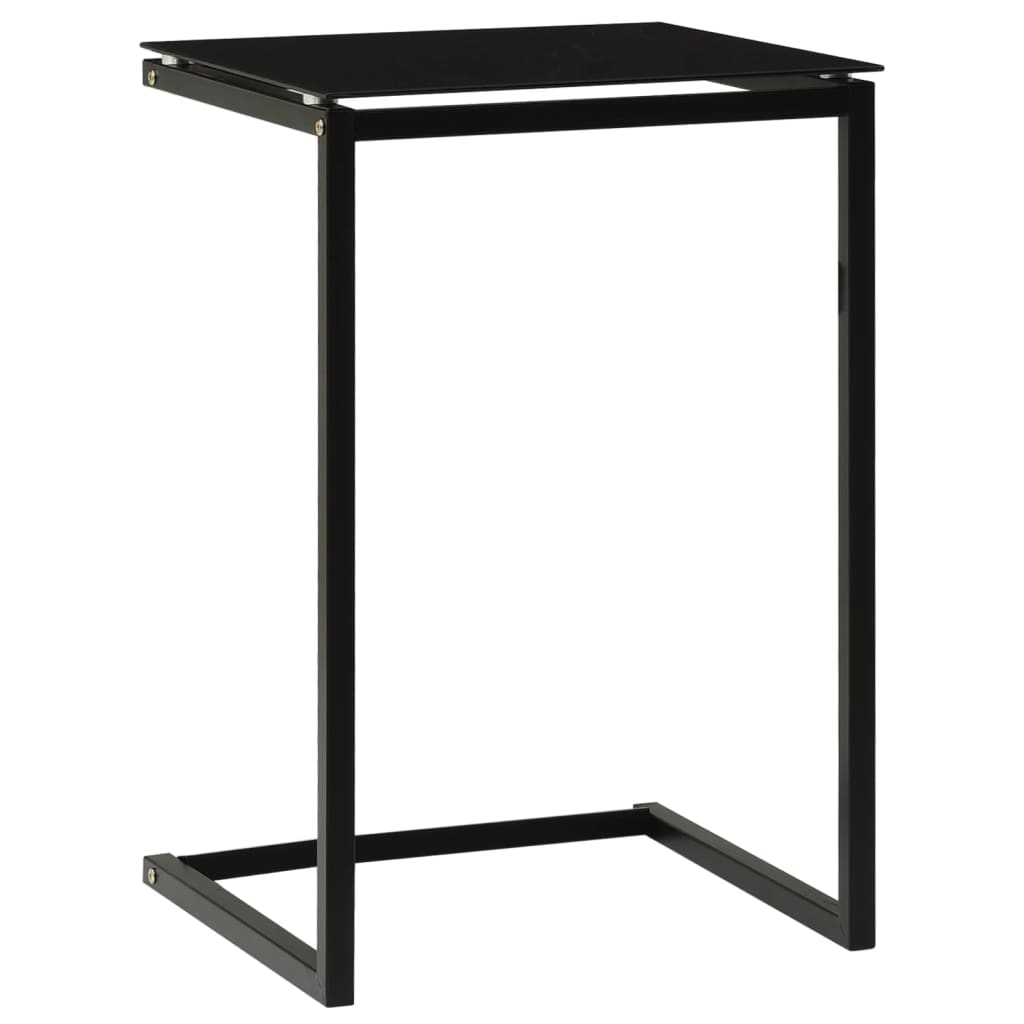 vidaXL Side Table Black 15.7"x15.7"x23.6" Tempered Glass