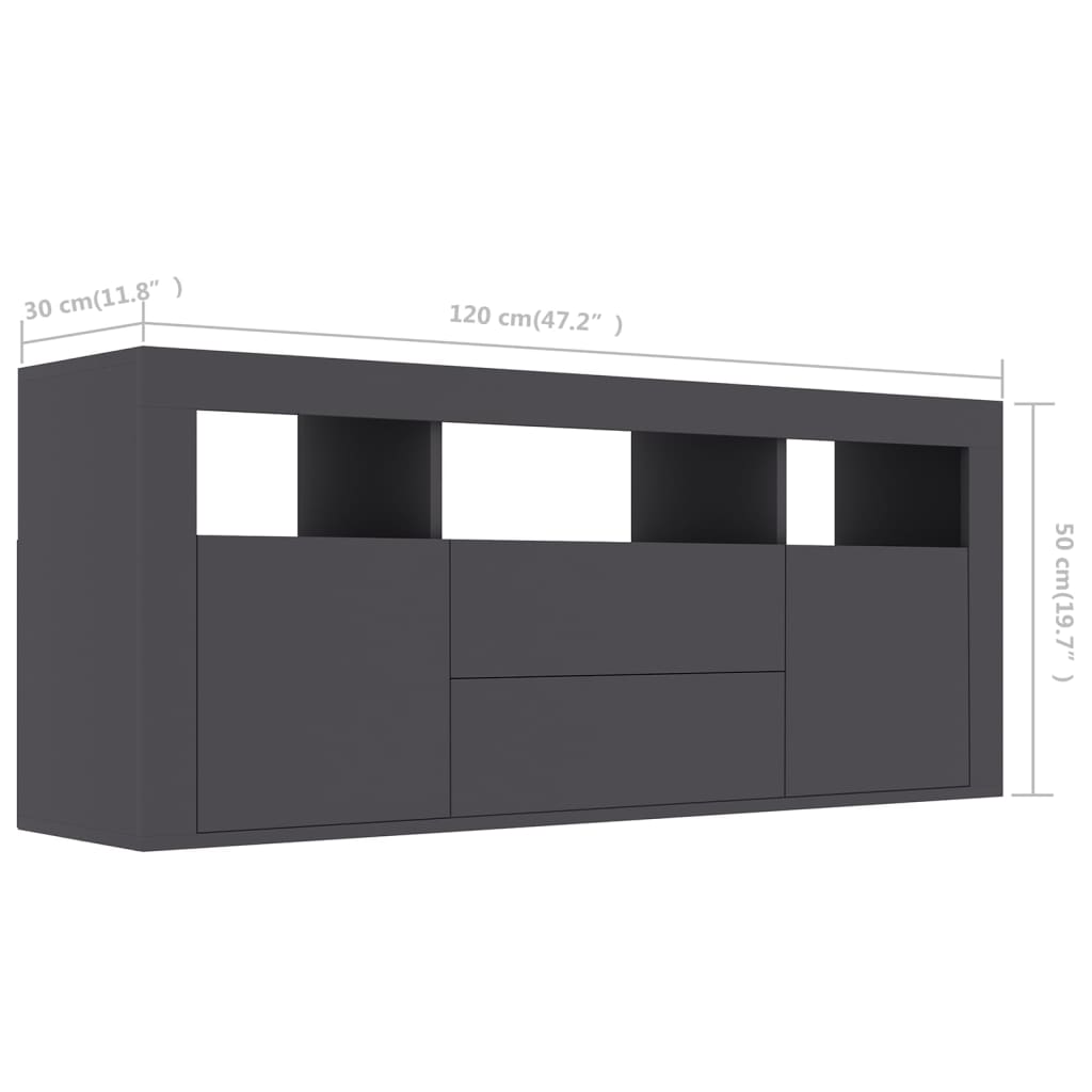 vidaXL TV Stand Gray 47.2"x11.8"x19.7" Engineered Wood