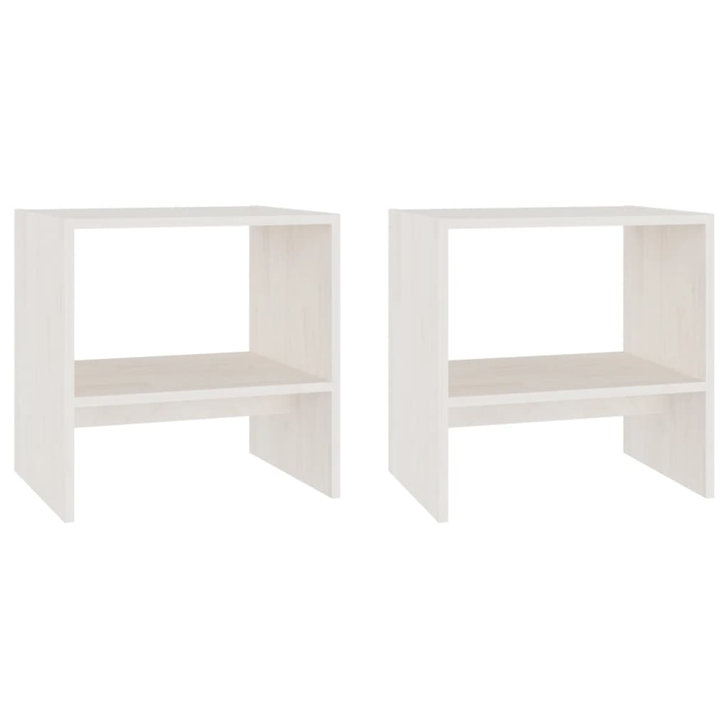 vidaXL Bedside Cabinets 2 pcs White 15.7"x11.8"x15.7" Solid Pinewood