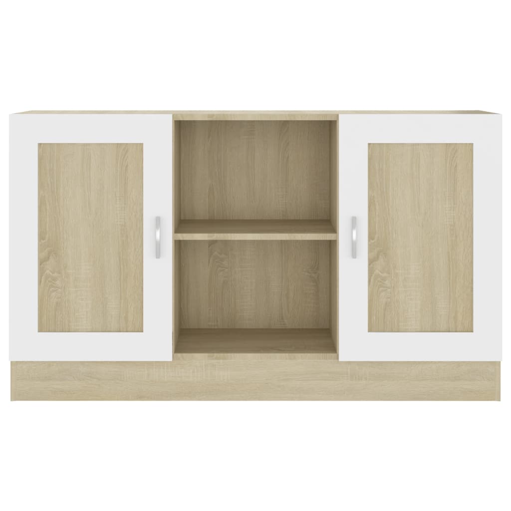 vidaXL Sideboard White and Sonoma Oak 47.2"x12"x27.6" Engineered Wood