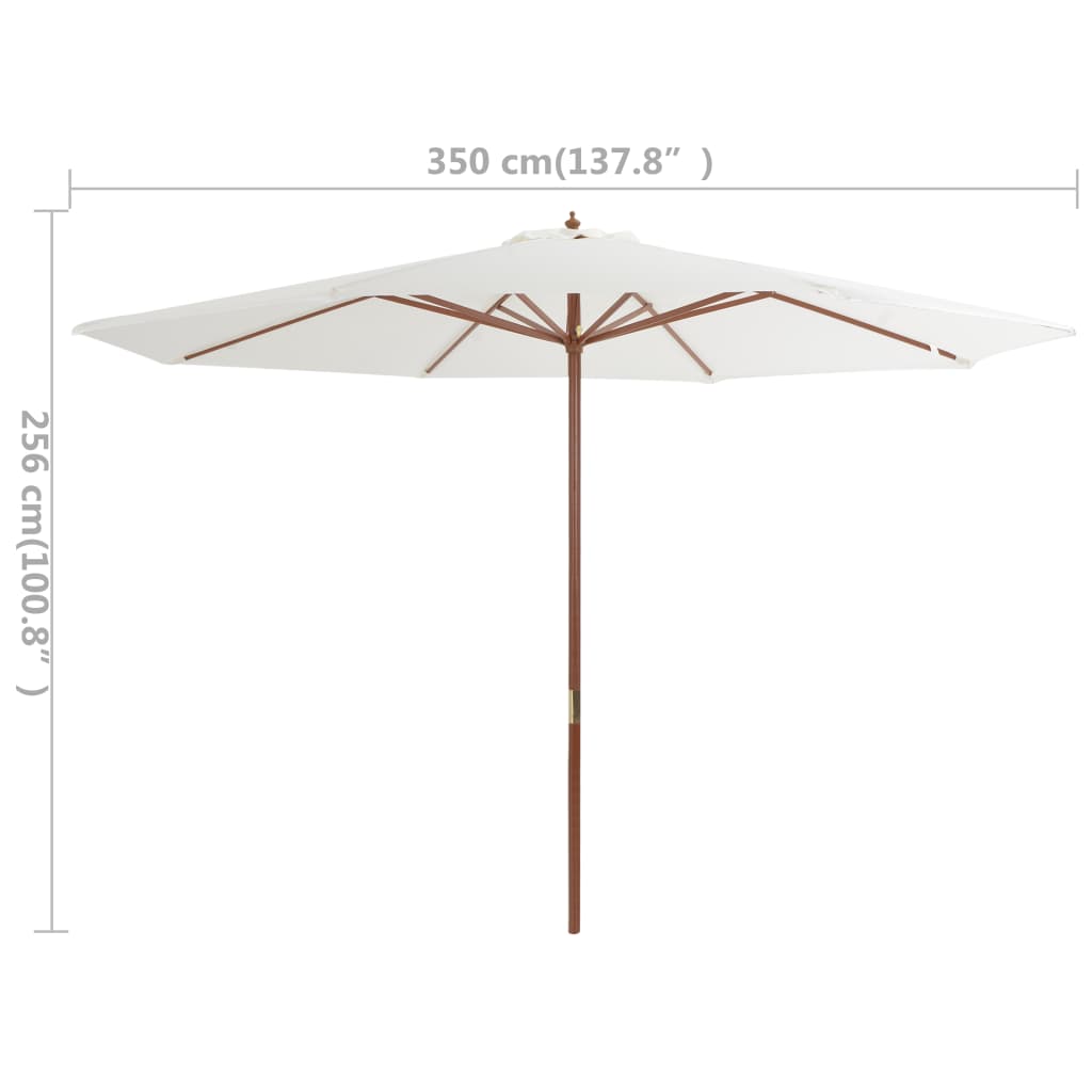 vidaXL Outdoor Parasol with Wooden Pole 137.8" Sand White