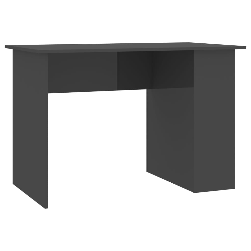 vidaXL Desk High Gloss Gray 43.3"x23.6"x28.7" Engineered Wood