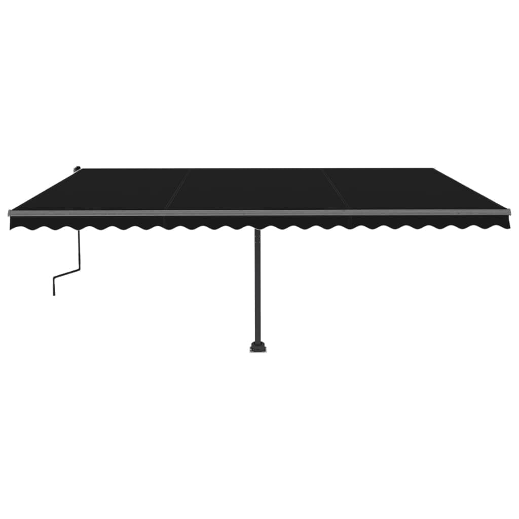 vidaXL Manual Retractable Awning with LED 196.9"x118.1" Anthracite