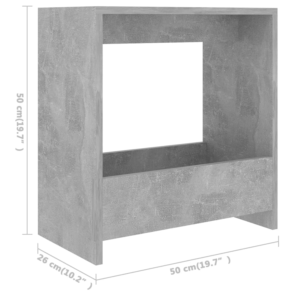 vidaXL Side Table Concrete Gray 20"x10.2"x20" Chipboard