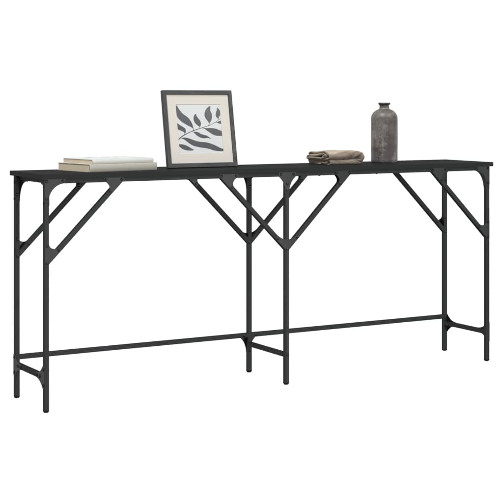 vidaXL Console Table Black 70.9"x11.4"x29.5" Engineered Wood