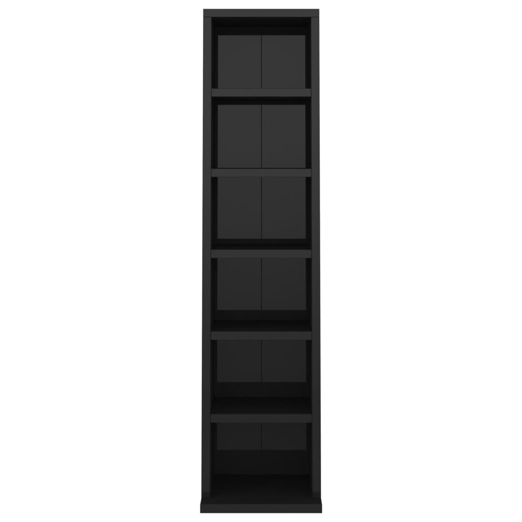 vidaXL CD Cabinet High Gloss Black 8.3"x7.9"x34.6" Chipboard