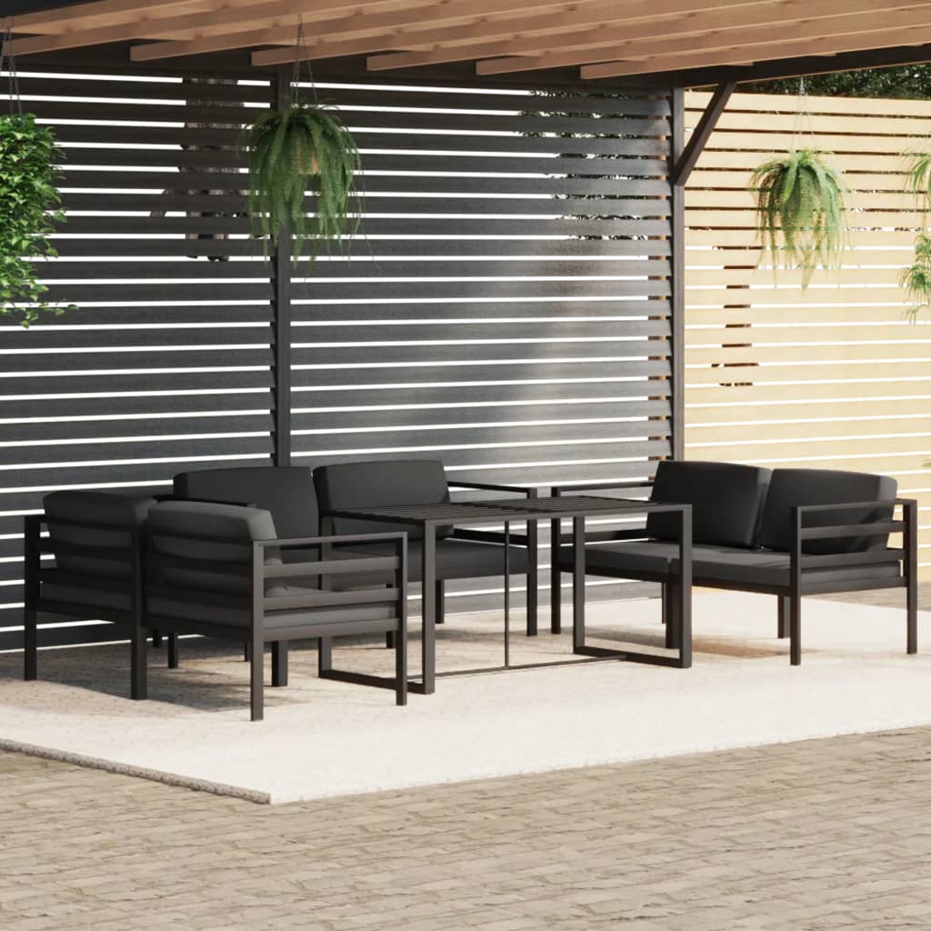 vidaXL 7 Piece Patio Lounge Set with Cushions Aluminum Anthracite
