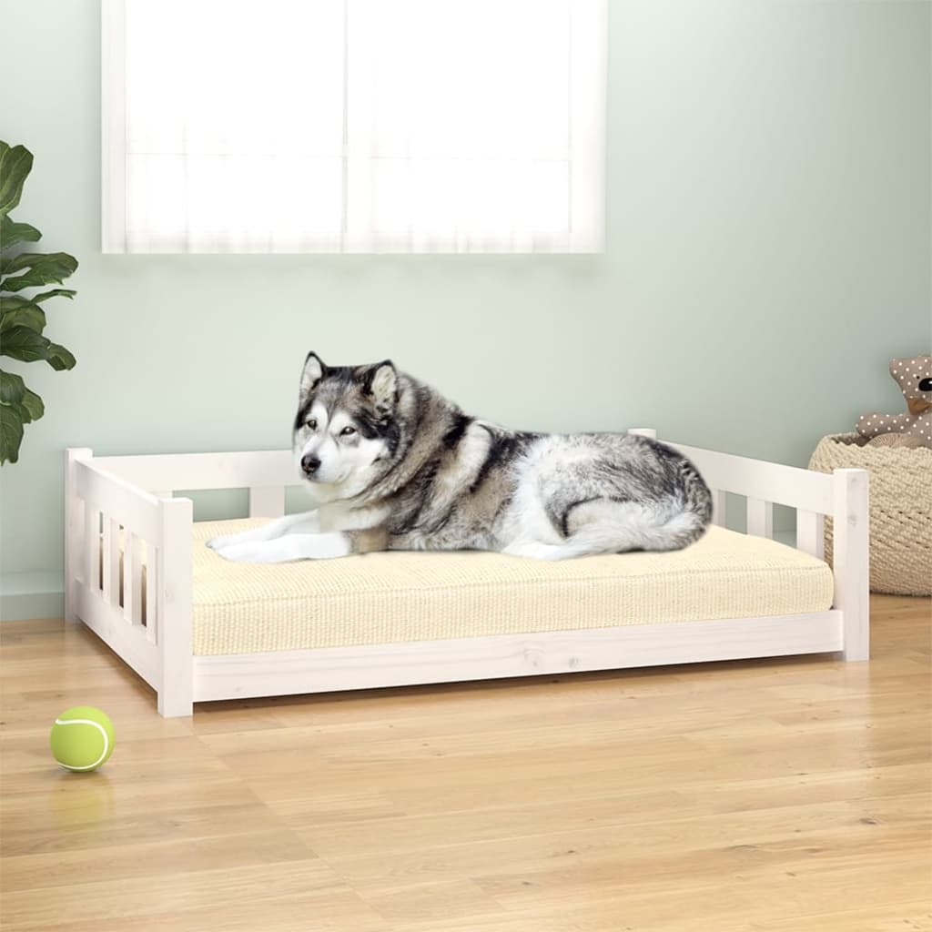 vidaXL Dog Bed White 41.5"x29.7"x11" Solid Wood Pine