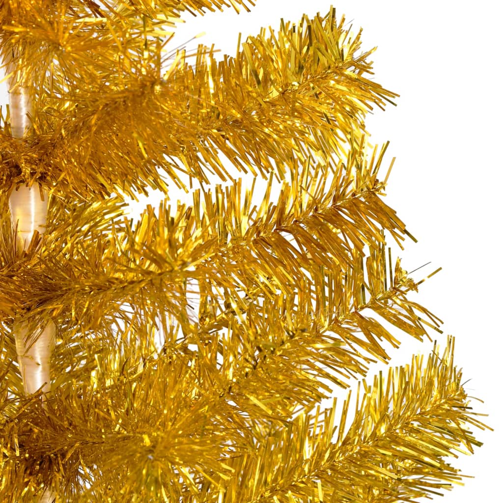 vidaXL Artificial Christmas Tree with LEDs&Ball Set Gold 47.2" PET