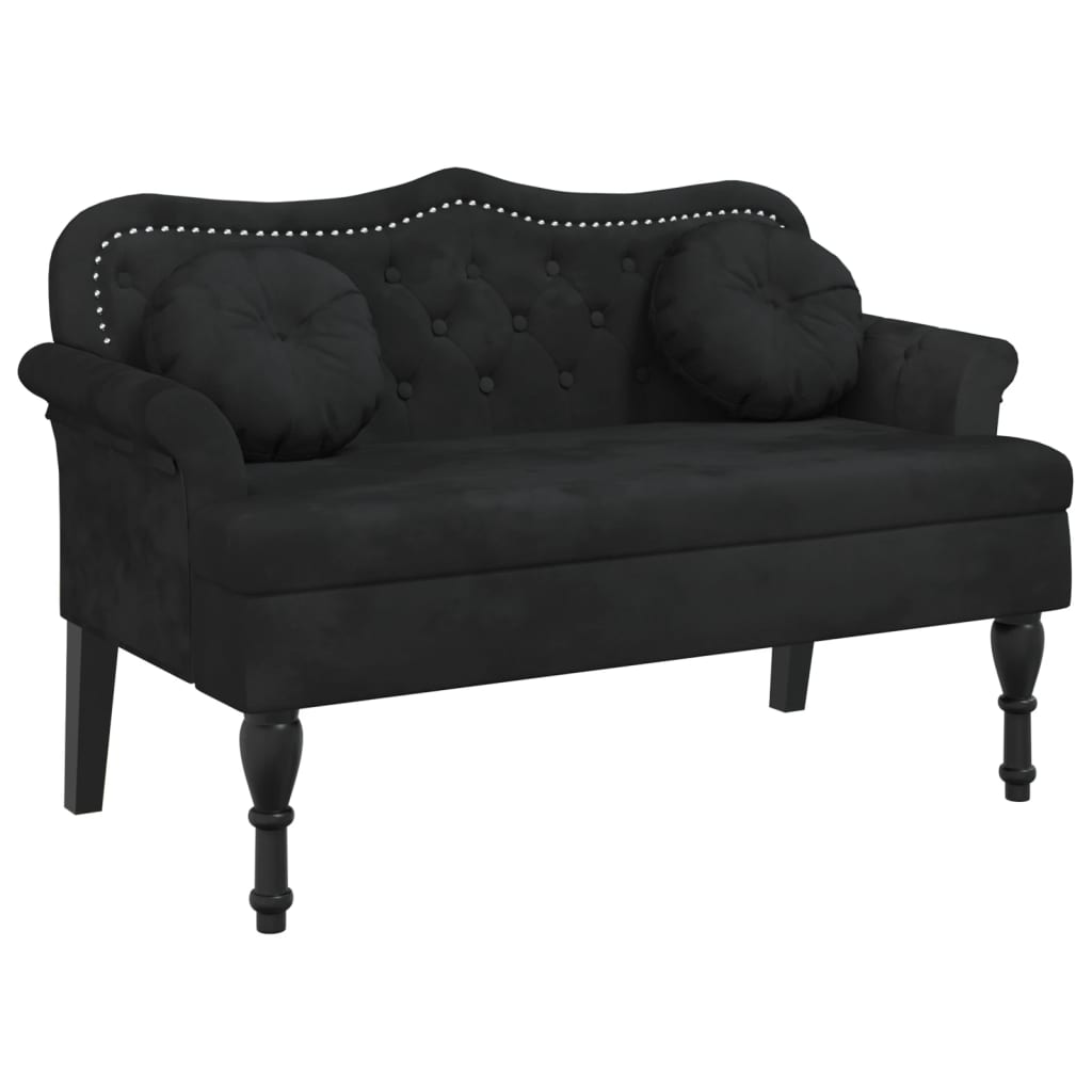 vidaXL Bench with Cushions Black 47.4"x25.6"x29.5" Velvet